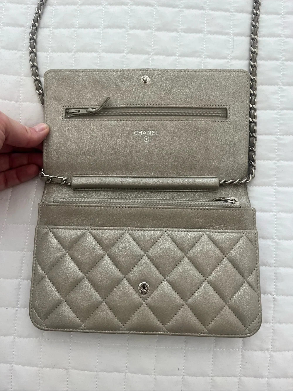 Chanel Metallic Wallet on Chain